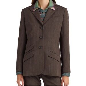Lauren Ralph Lauren 12 Blazer Herringbone 3 pockets in brown multi preppy NWT
